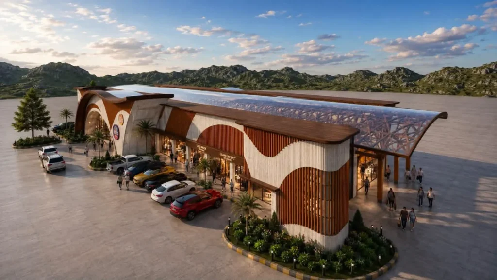 Aerial view of proposed Isulan Public Market tropical modern architecture