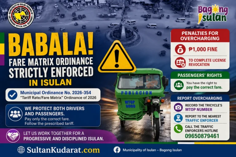 Isulan Enforces Fare Matrix Ordinance
